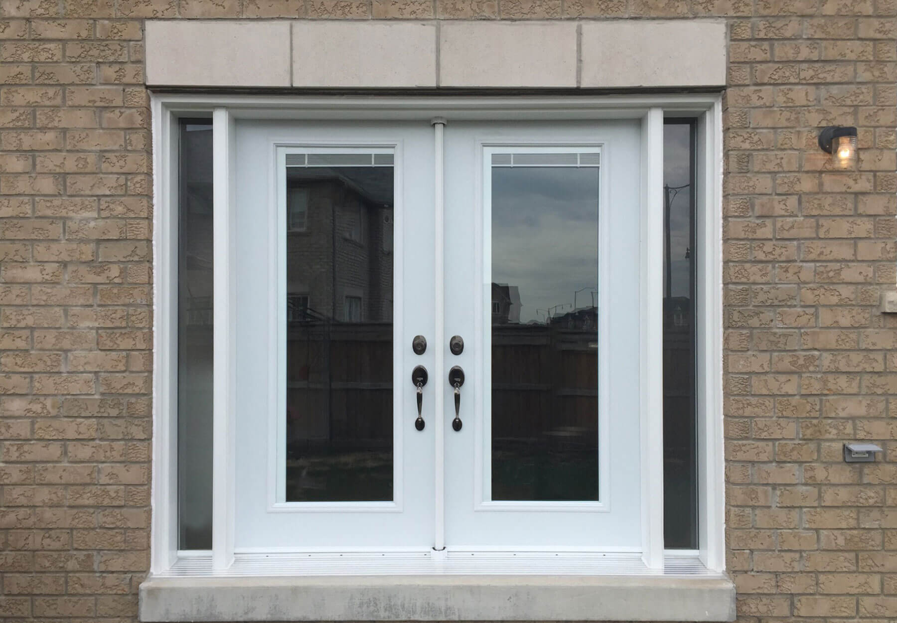 A close-up of french doors