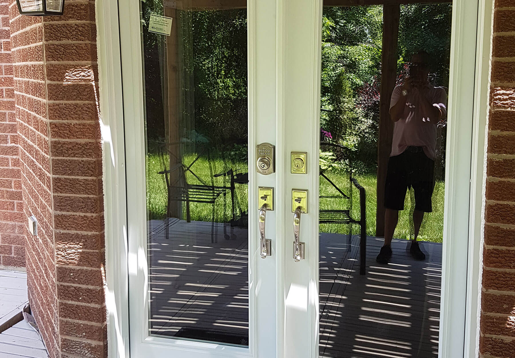 A close-up of french doors