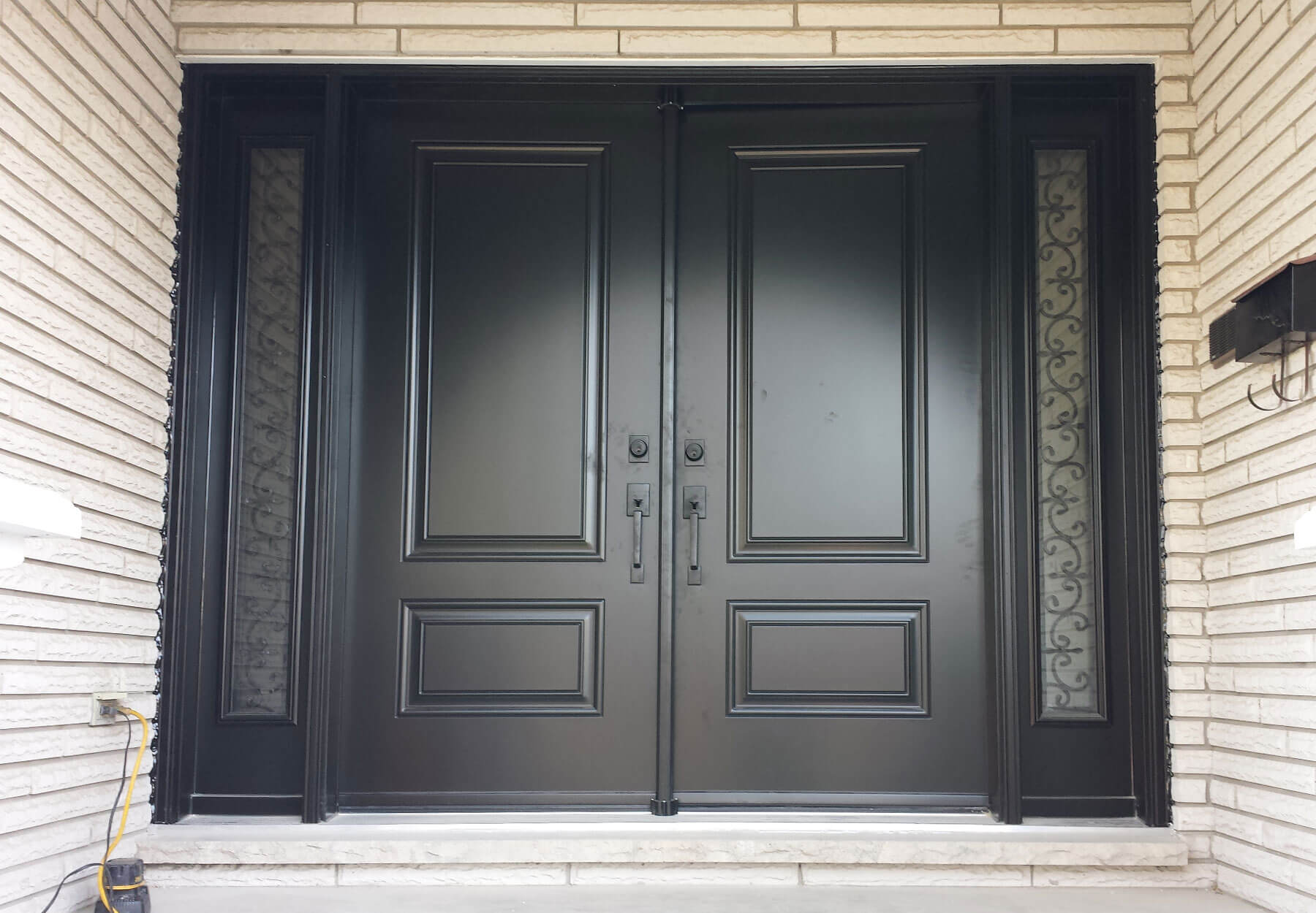 Close-up of steel doors